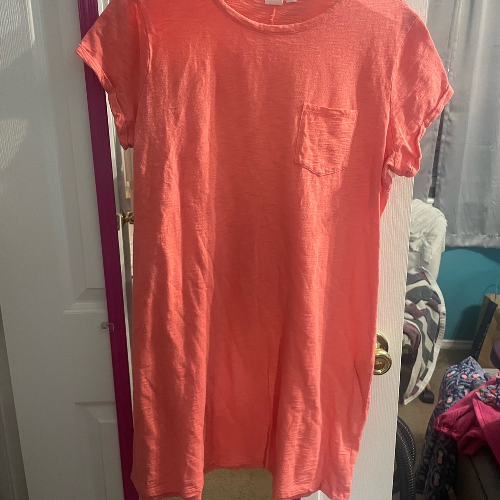 GAP Coral Crewneck Tee Dress with Pocket